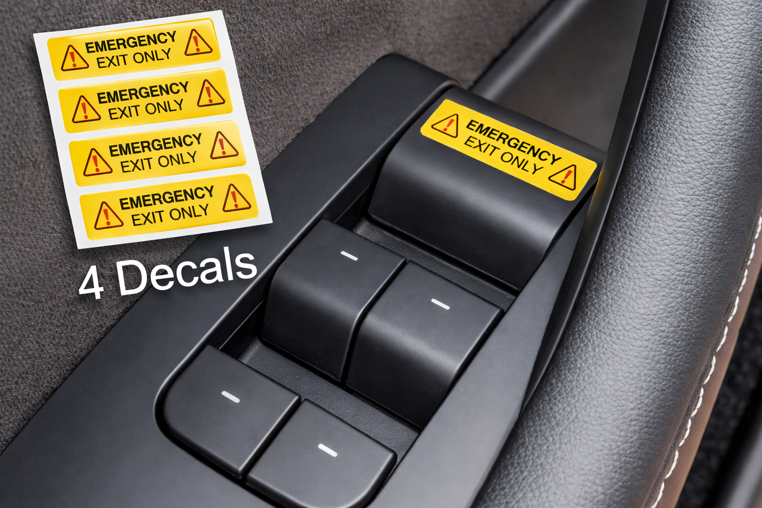 Tesla Emergency Handle Door Warning Label - Emergency Exit Only Stickers Model 3
